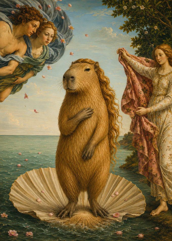 Capybara Birth of Venus