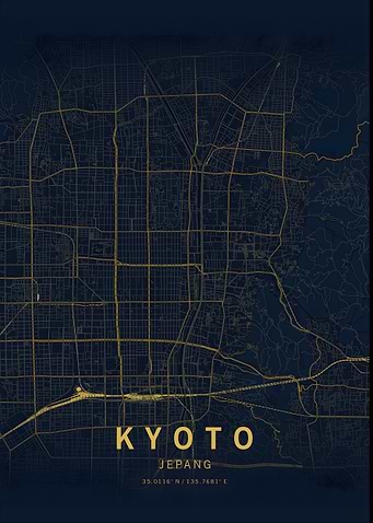 Kyoto Japan Map Art