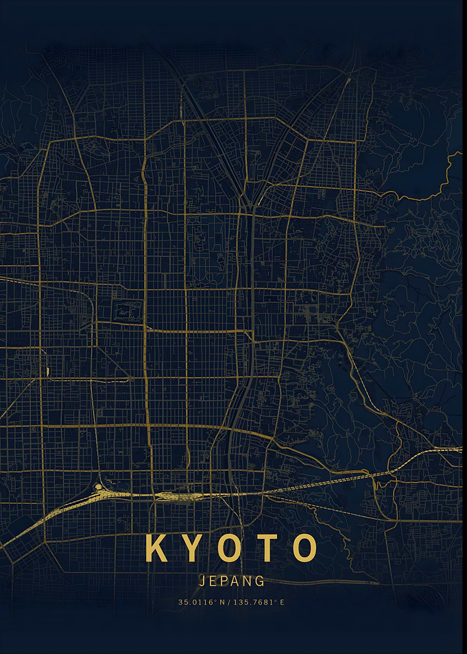 Kyoto Japan Map Art