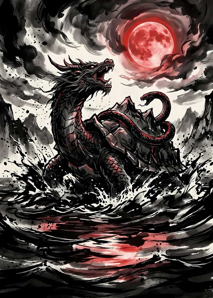 Dragon and Serpent on Turtle