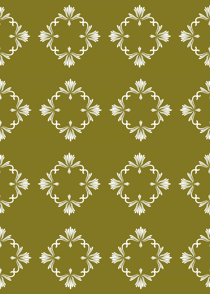 Ornamental Flourish Tile Olive Green