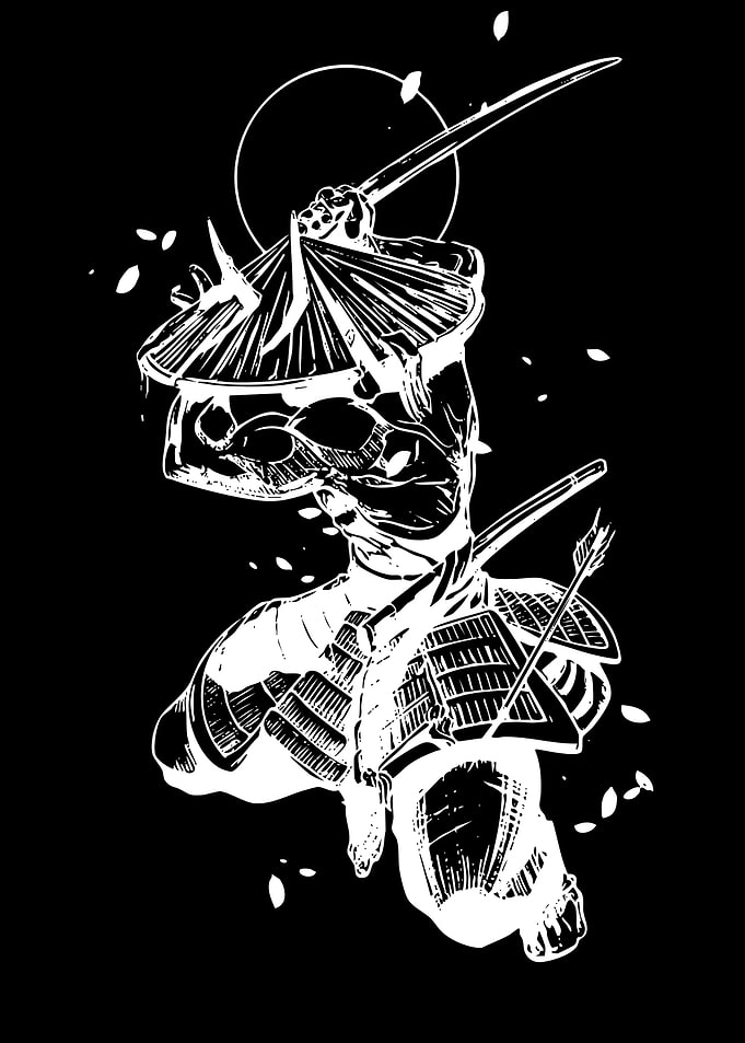Samurai Warrior with Katana and Arrow