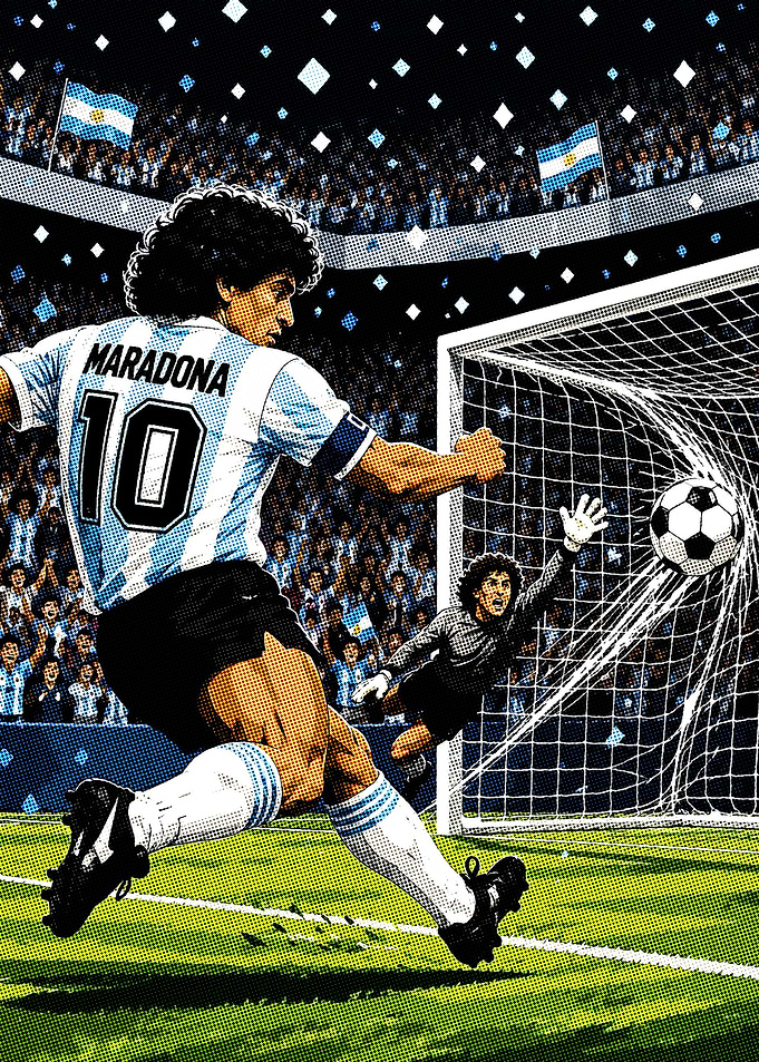 Maradona scores a goal