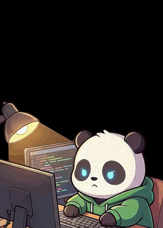 Panda Coder Working Late