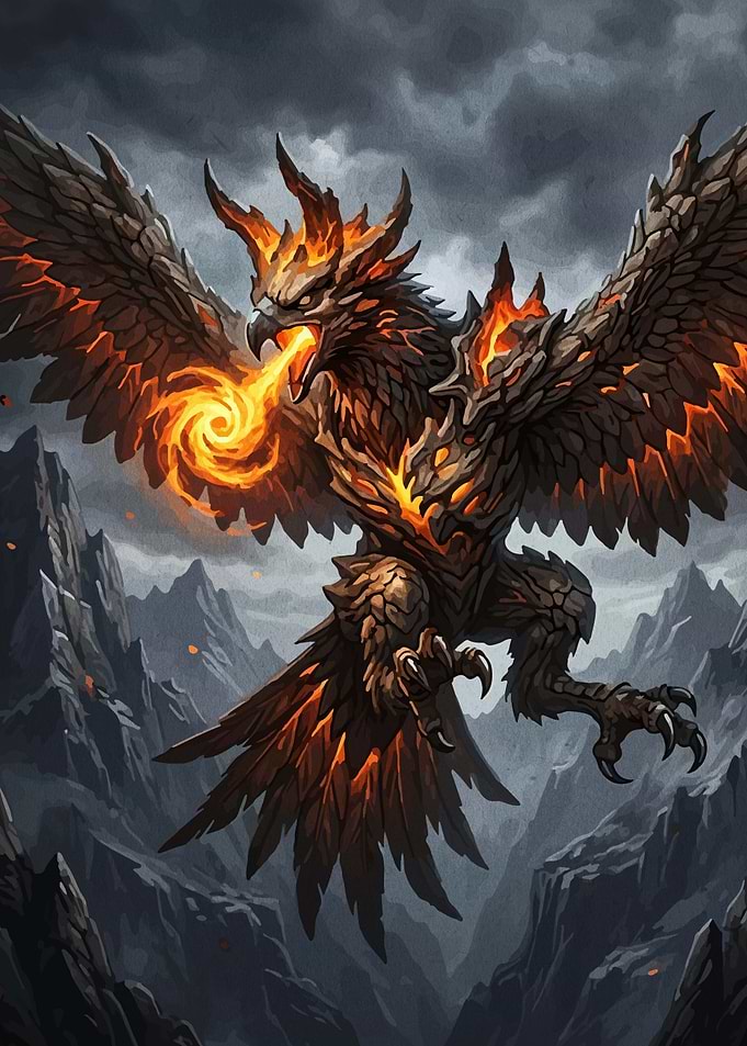 Fiery Griffin Attacking