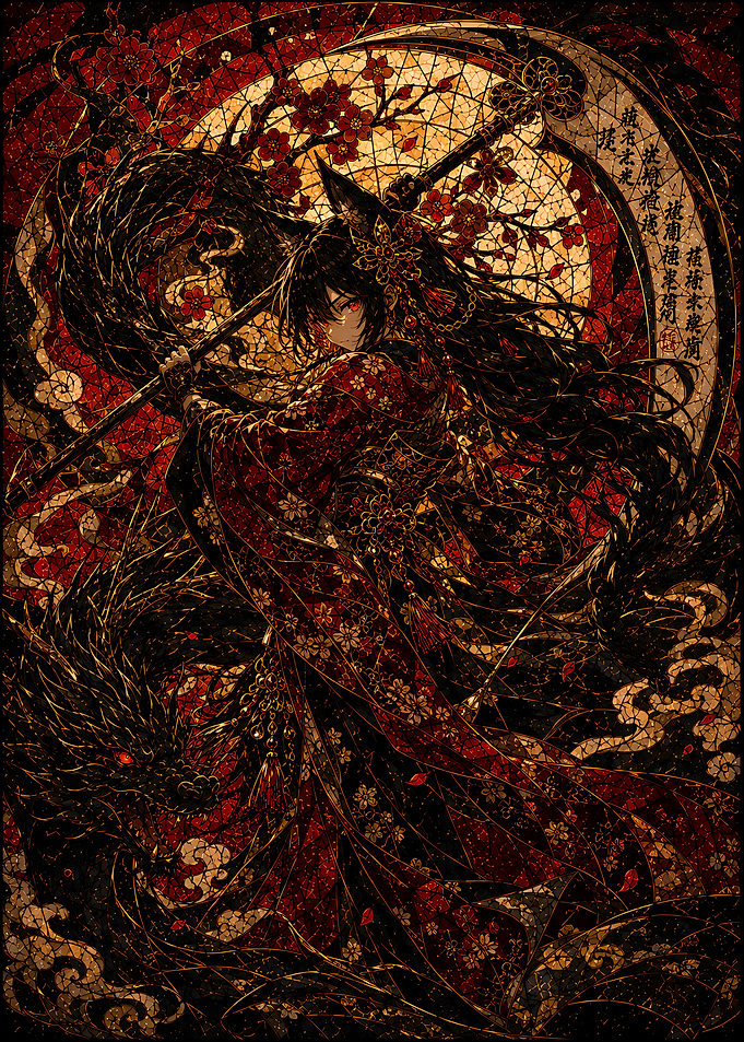 Anime Woman with Dragon and Scythe