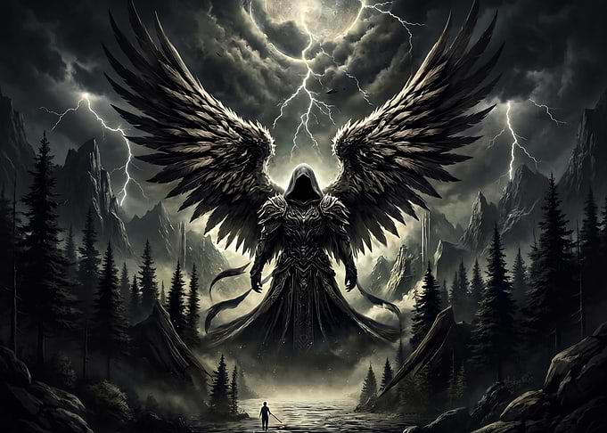 Dark Angel in a Stormy Landscape