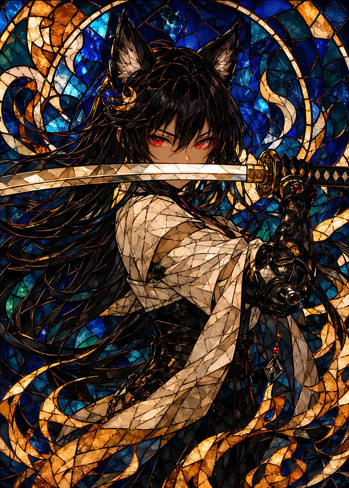 Anime Wolf Girl with Katana