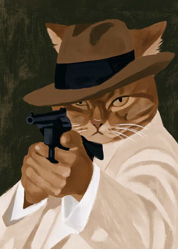 Cat Detective with Gun