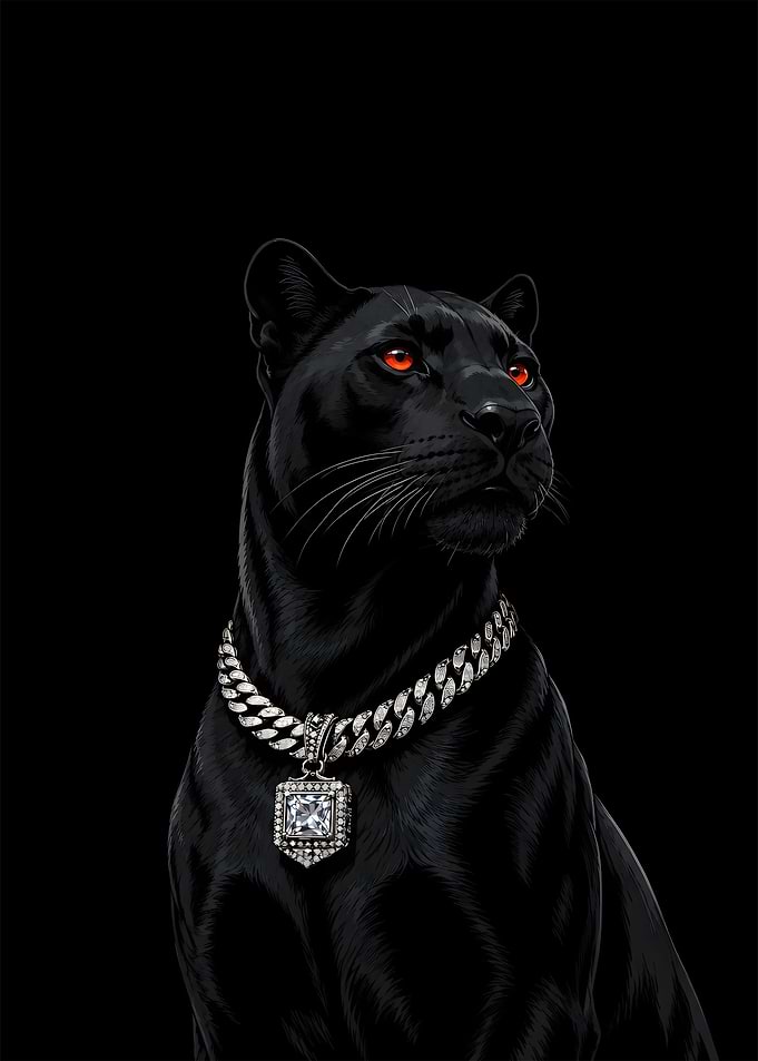Black Panther with Diamond Necklace