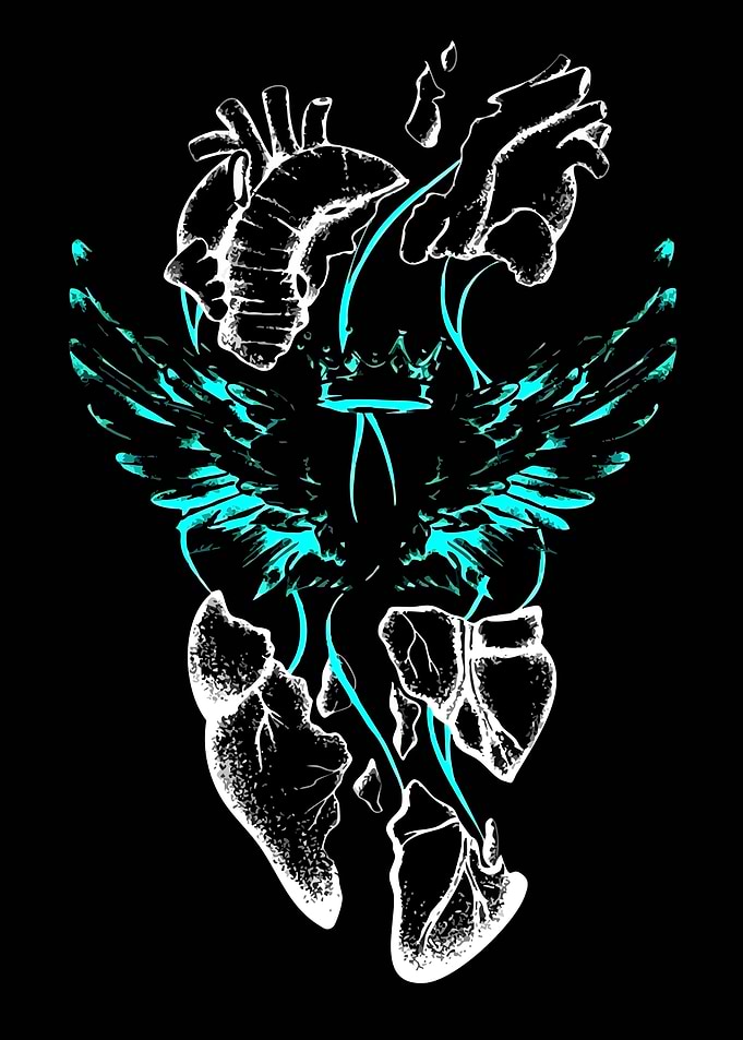 Winged Heart Crown Illustration