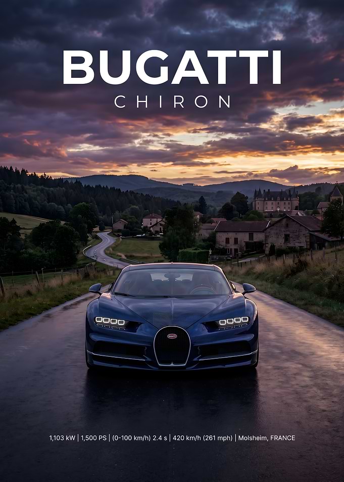Bugatti Chiron on a Country Road