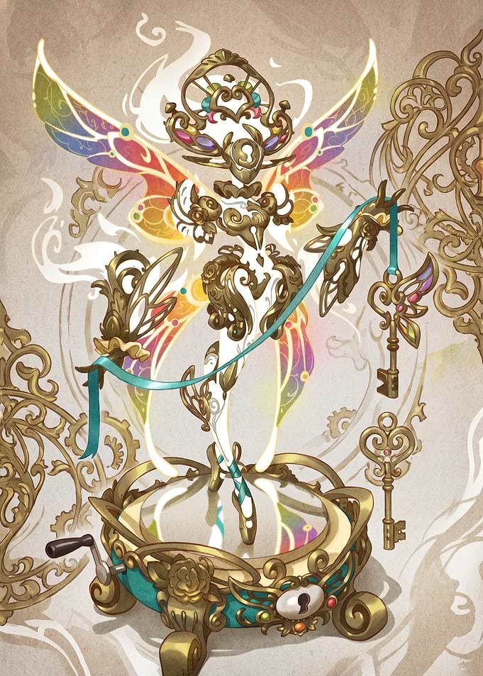 Ornate Mechanical Fairy Music Box