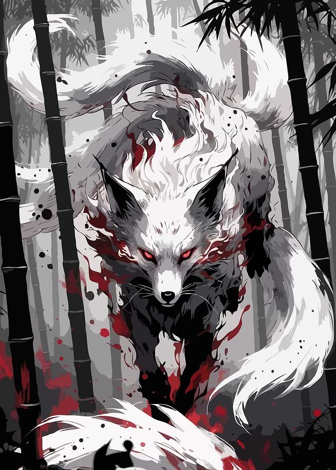 Nine-Tailed Fox in Bamboo Forest Aura