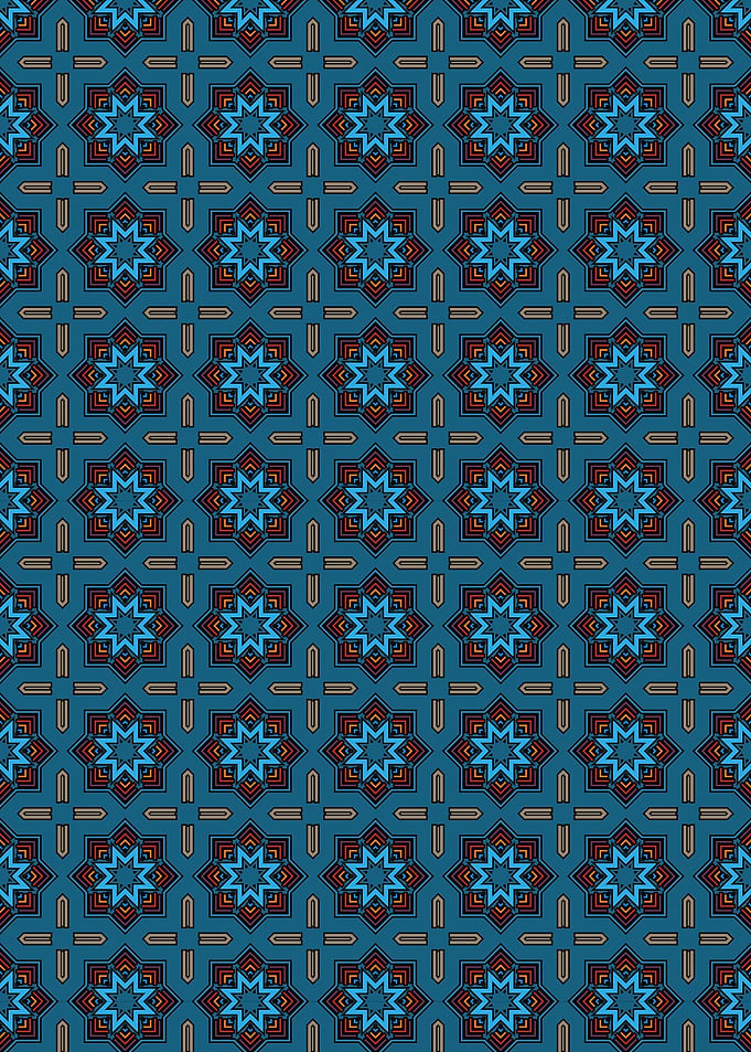 Geometric Star Blue Mosaic Mandala Metal Art