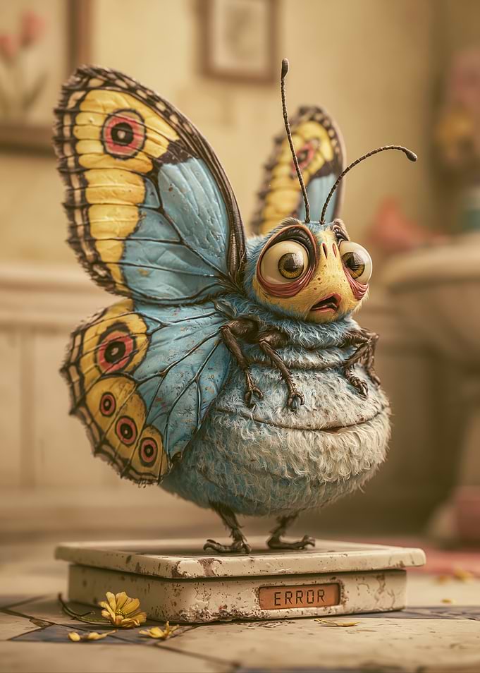 Worried Butterfly on a Scale