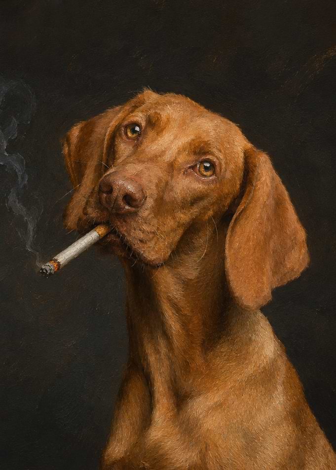 Dog Smoking a Cigarette