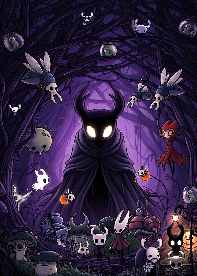 Hollow Knight Characters in Dark Forest