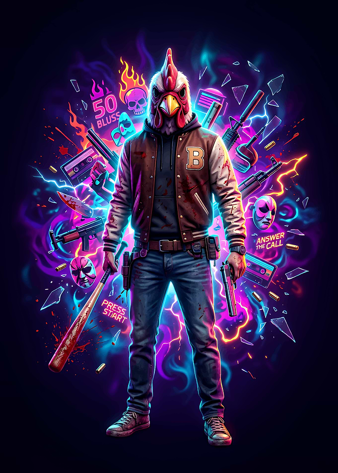 Hotline Miami Jacket Synthwave Retro Gaming