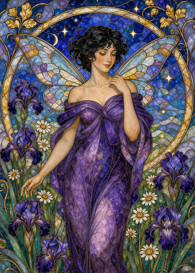 Stained Glass Iris Fairy