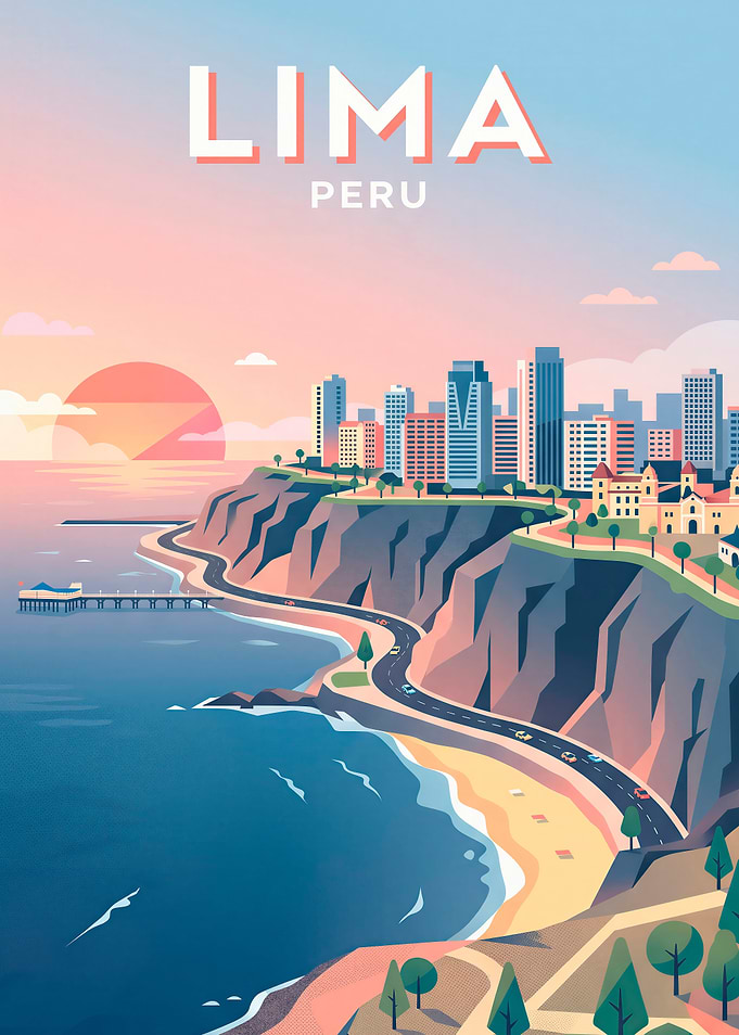 Lima Peru Cityscape at Sunset