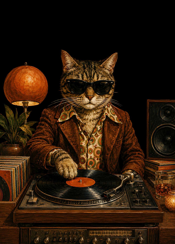 DJ Cat Spinning Records