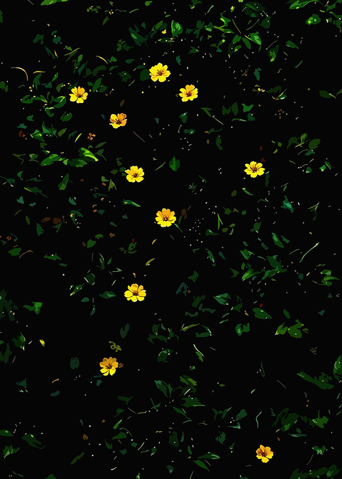Dark Floral Background with Yellow Flowers