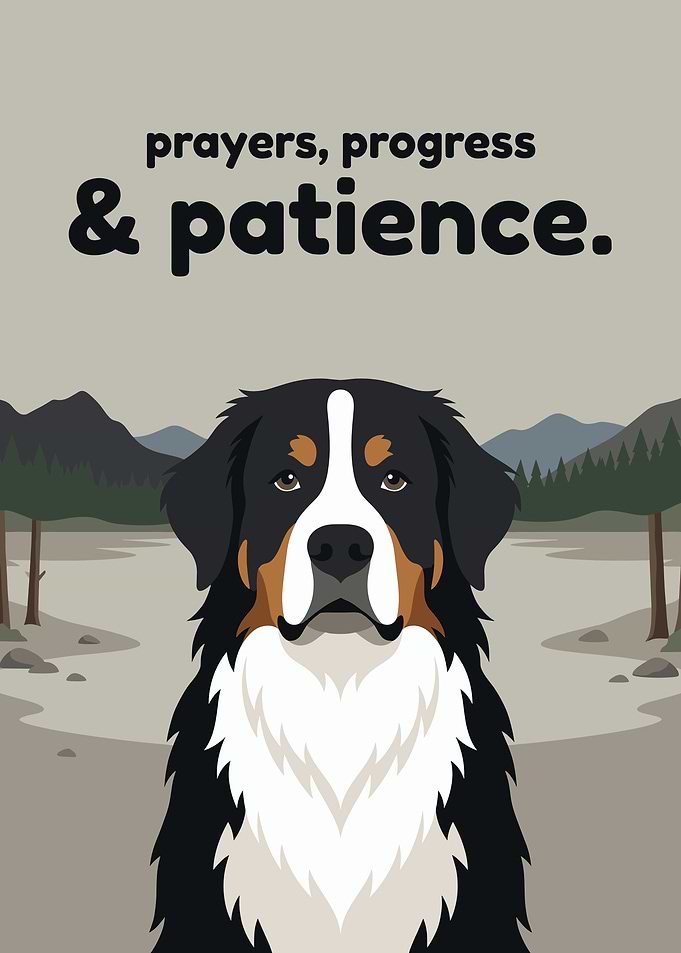 Bernese Mountain Dog with Inspirational Text