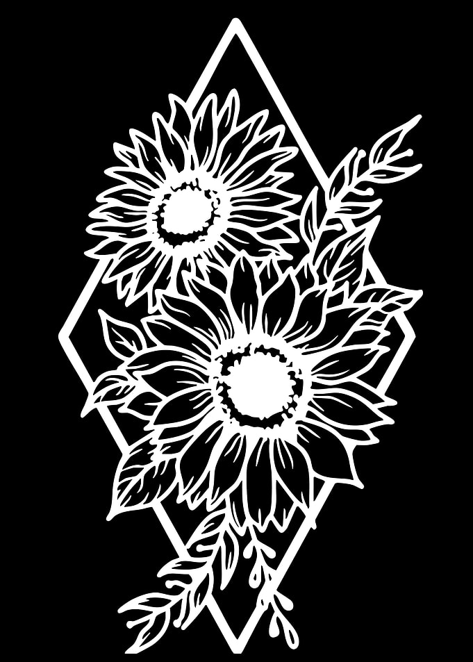 White Sunflower Diamond Outline