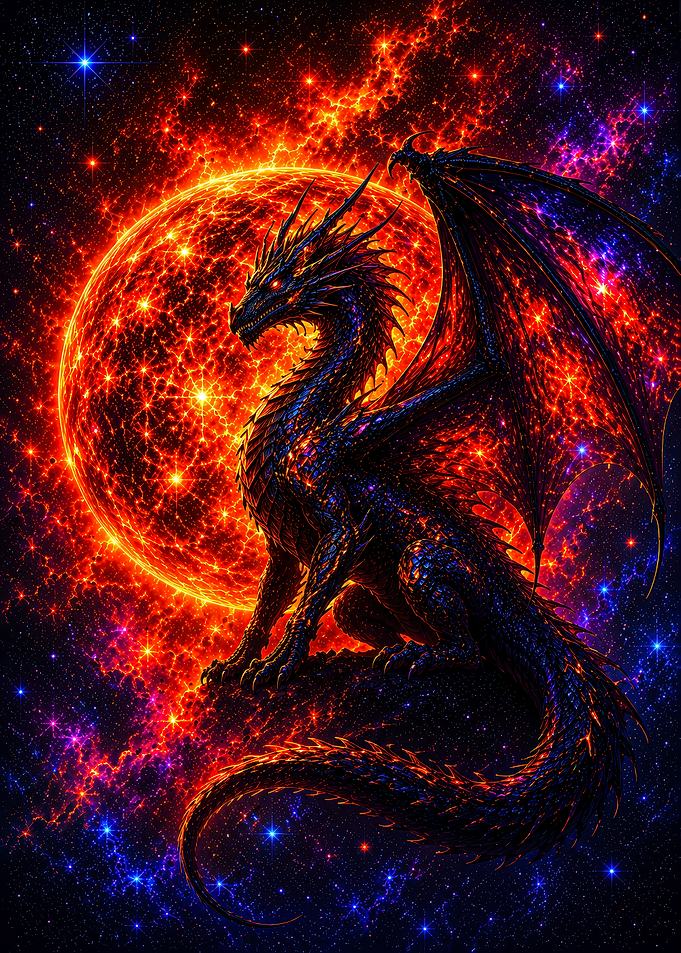 Cosmic Dragon and Sun