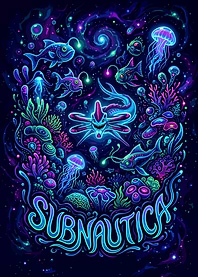 Subnautica Neon Underwater Scene