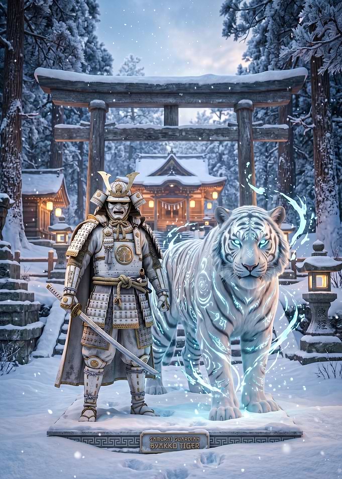 Samurai Guardian with White Tiger