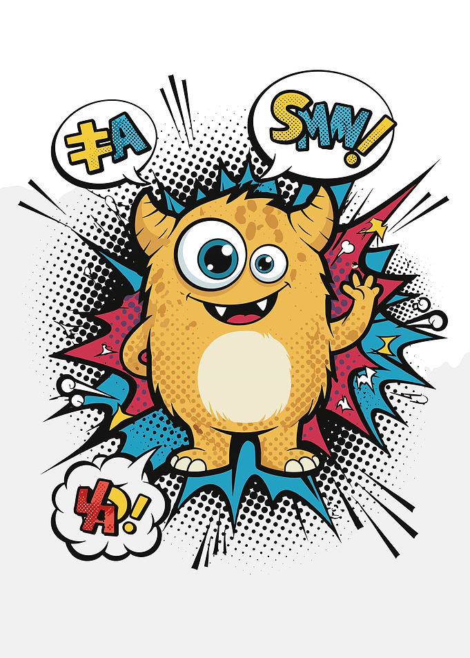 Cute Monster with Speech Bubbles