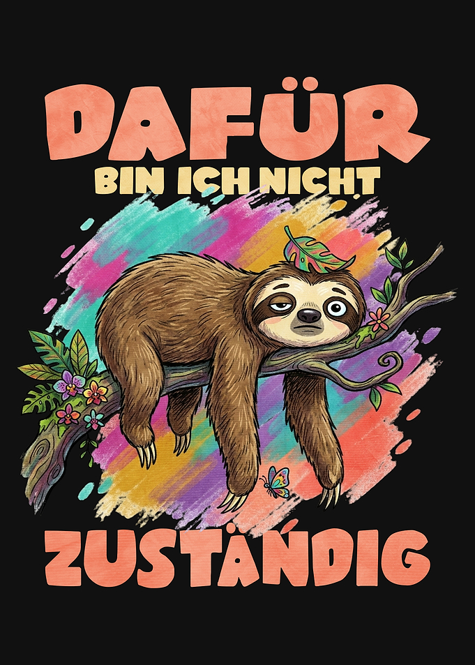 Funny Sloth Text Art Dafur Zustandig