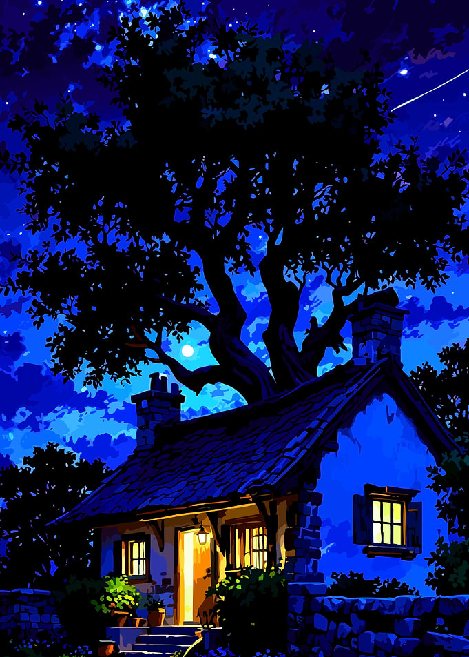 Enchanted Cottage at Night