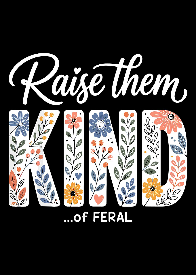 Raise Them Kind of Feral Floral Typography Wall Art Poster
