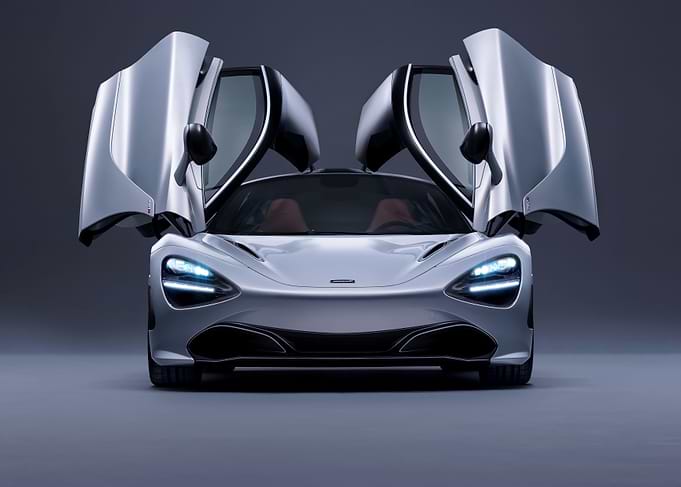 Silver McLaren 720S with Doors Open