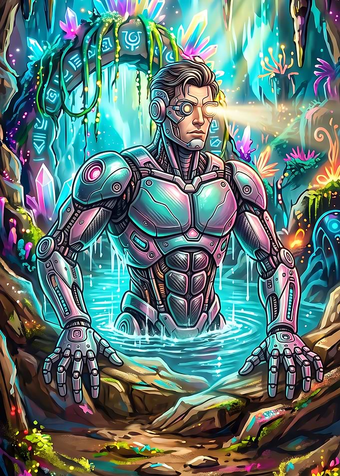 Cyborg in Crystal Cave