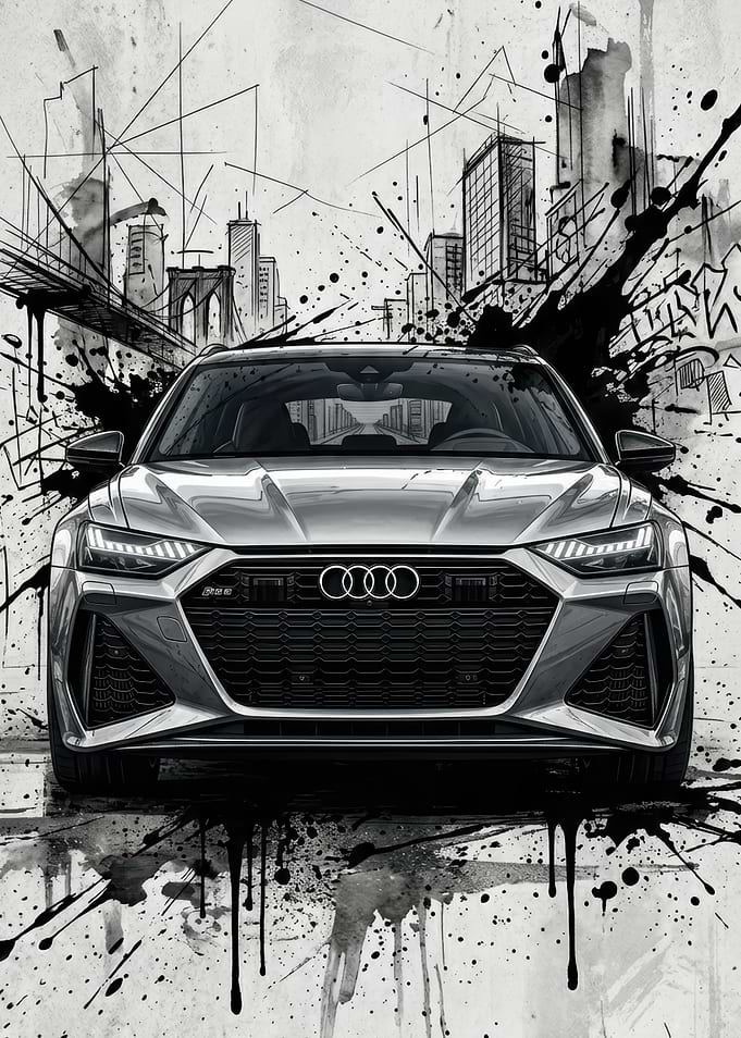 Audi RS6 Avant in Urban Sketch Style