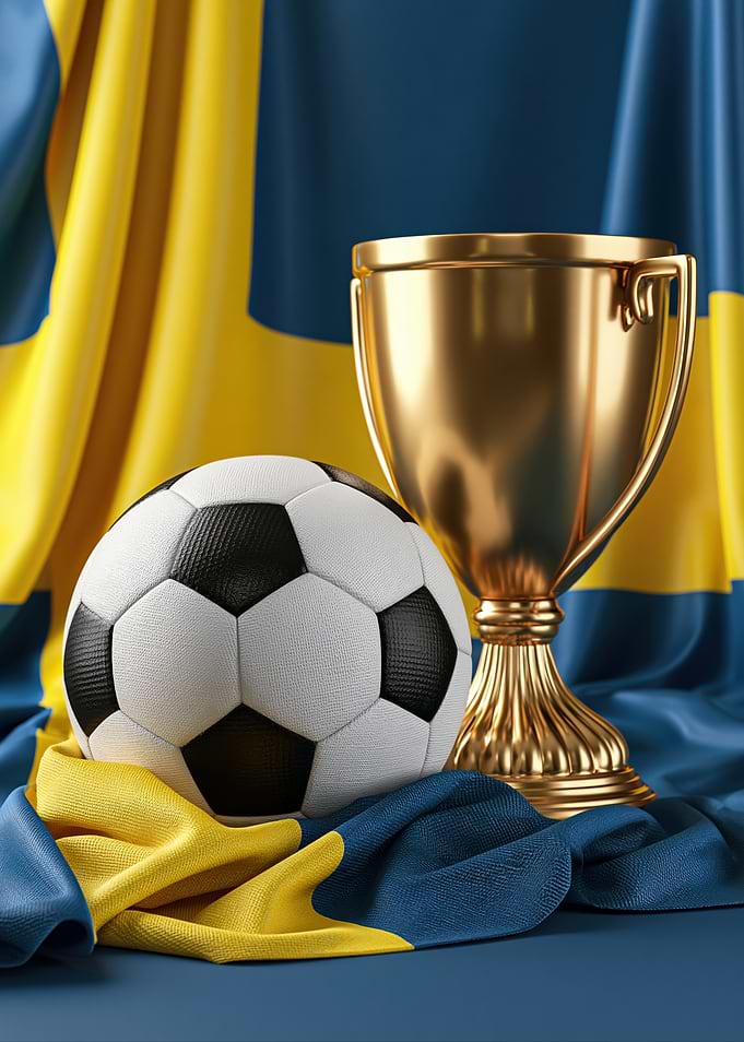 Swedish Football Trophy and Ball
