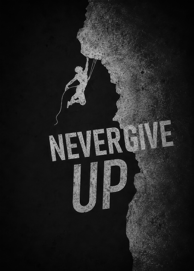 Never Give Up Rock Climbing