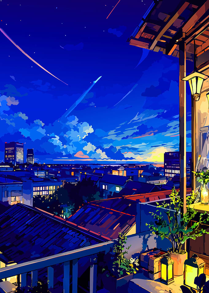 Anime Cityscape at Dusk