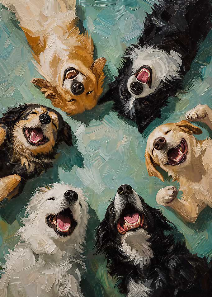 Smiling Dogs Oil Painting
