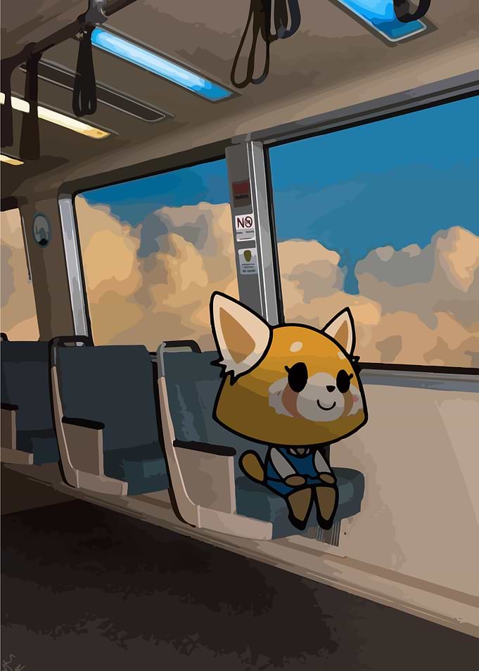 Aggretsuko on a Train