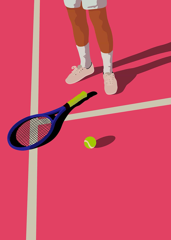Tennis Player on Pink Court