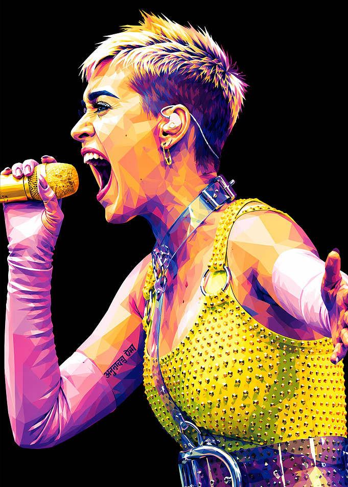 Katy Perry Singing with Colorful Artwork