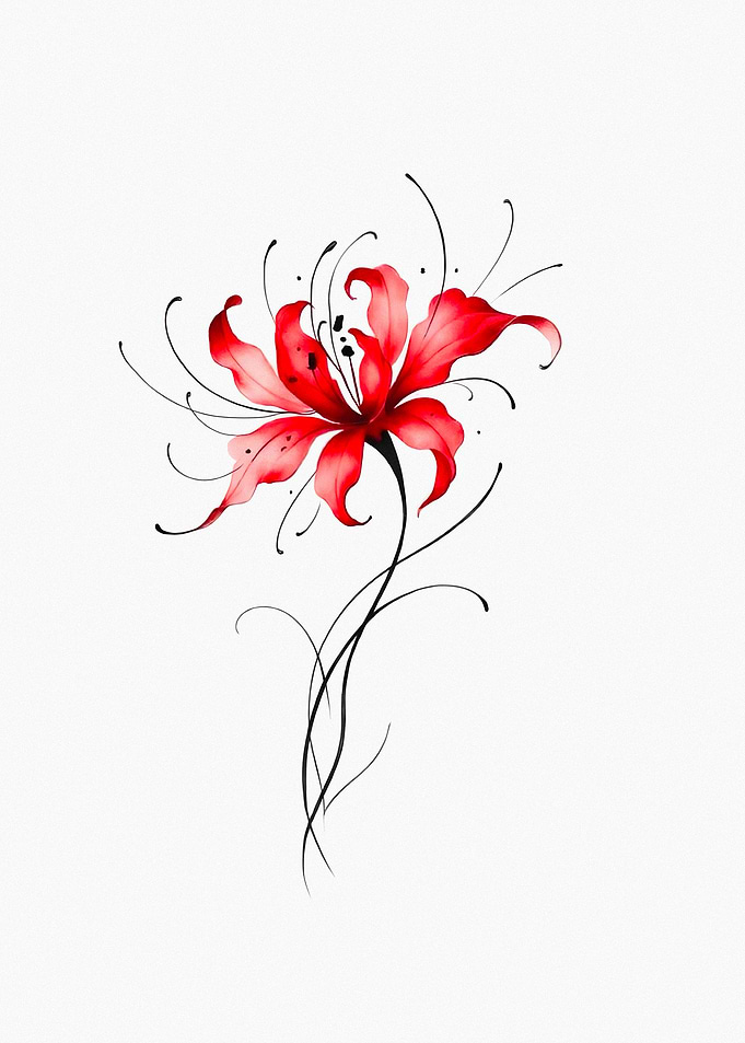 Red Spider Lily Tattoo Design
