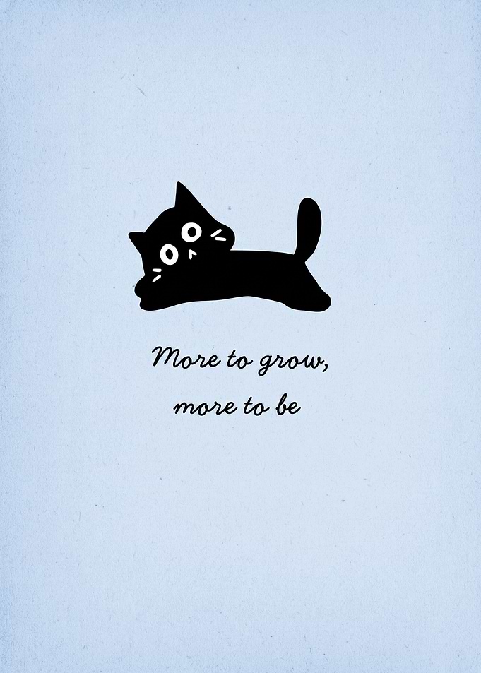 Cute Black Cat with Inspirational Text
