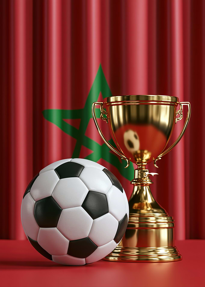 Moroccan Football Trophy and Ball