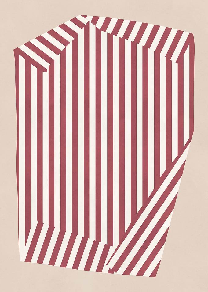 Abstract Red and White Striped Shape